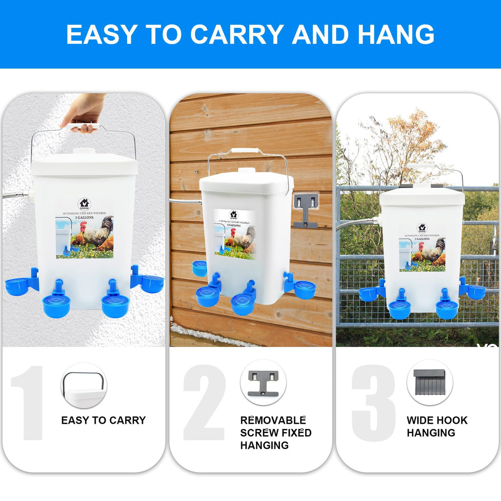 3 Gallons Automatic Poultry Waterer with Hose Attachment P867