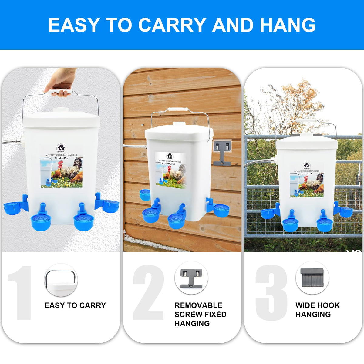 3 Gallons Automatic Poultry Waterer with Hose Attachment P867
