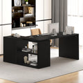 Black L Shaped Wood Computer Desk with Storage Q159731