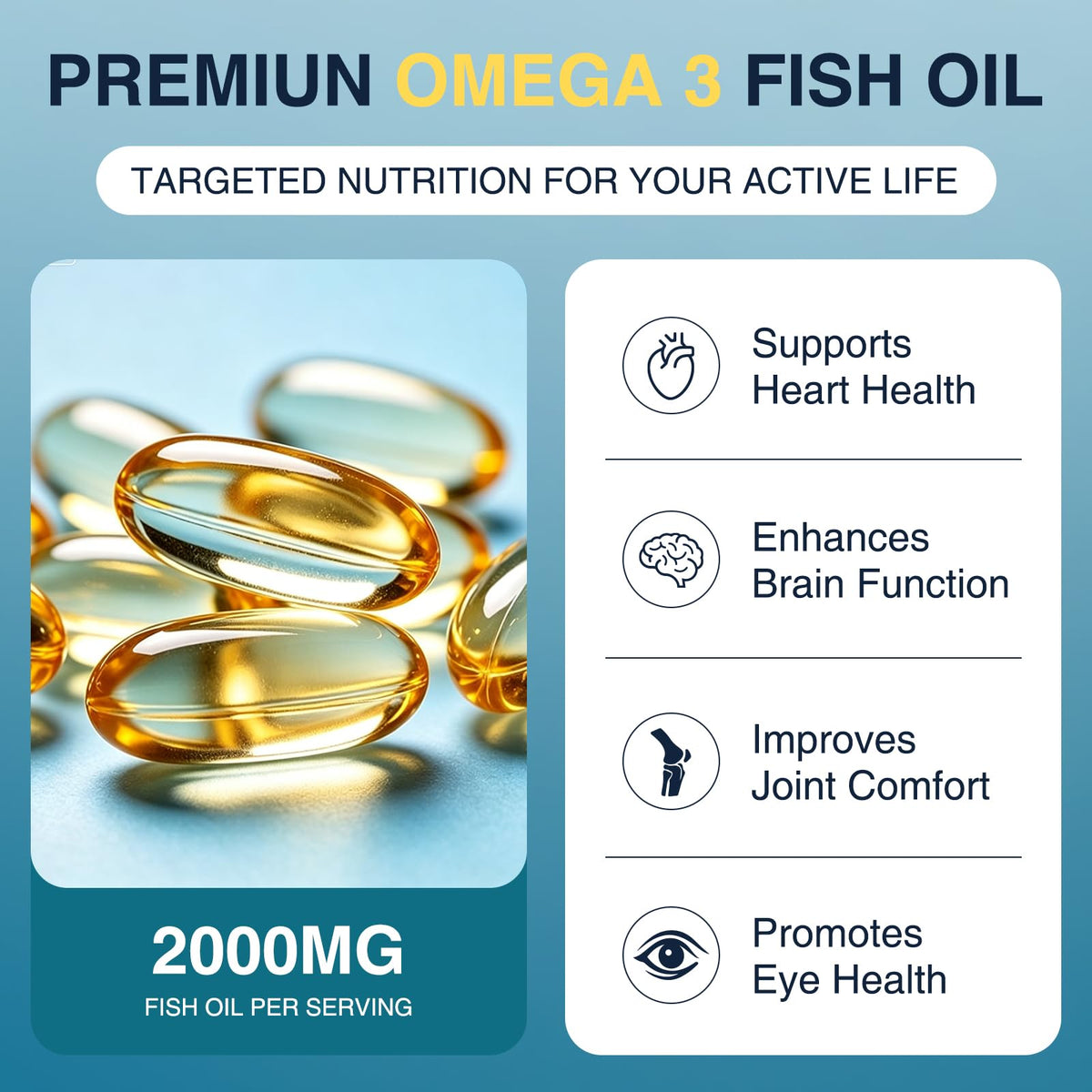 Omega-3 Fish Oil 2000mg 120 Softgels I87740
