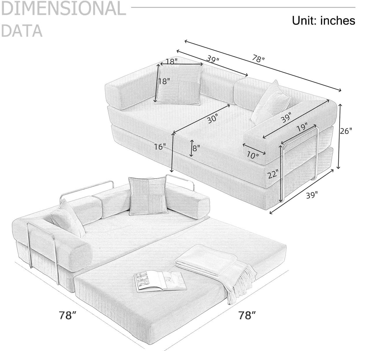 Pink Futon Sleeper Sofa Bed C6273