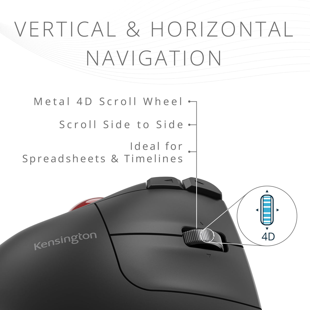 Wireless Vertical Trackball Mouse, Rechargeable - Black Y874