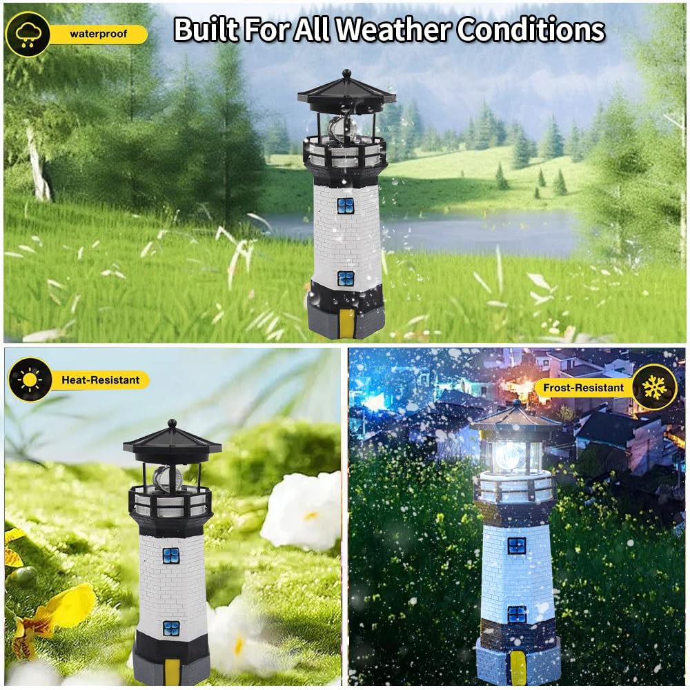 Black and White Solar Lighthouse Decorative Lights F161001