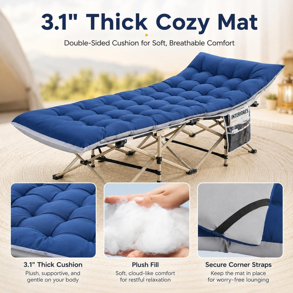 Folding Camping Cot with Thick Mat & Carry Bag R561