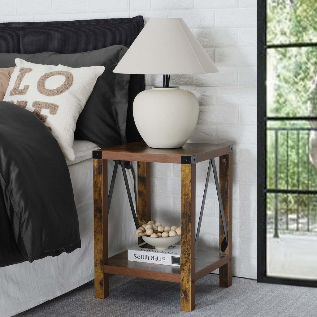 Brown 2-Tier Square End Table Q9947