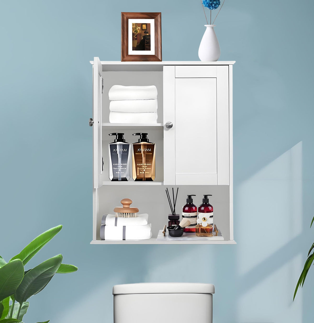 White 20x28 Inch Wall Mounted Bathroom Cabinet with Adjustable Shelf Z12911