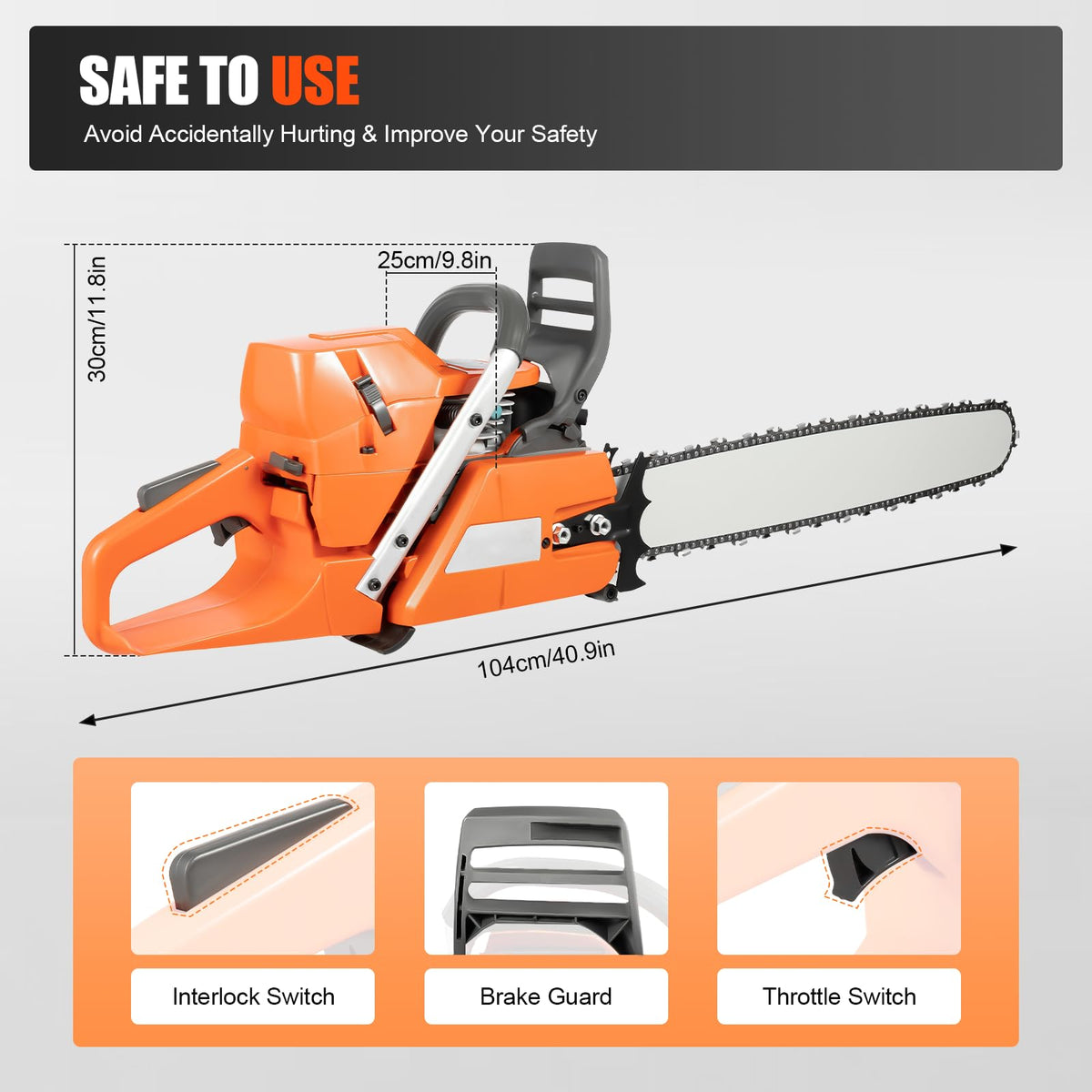 24'' 72CC 2-Stroke Gas Chainsaw K5498