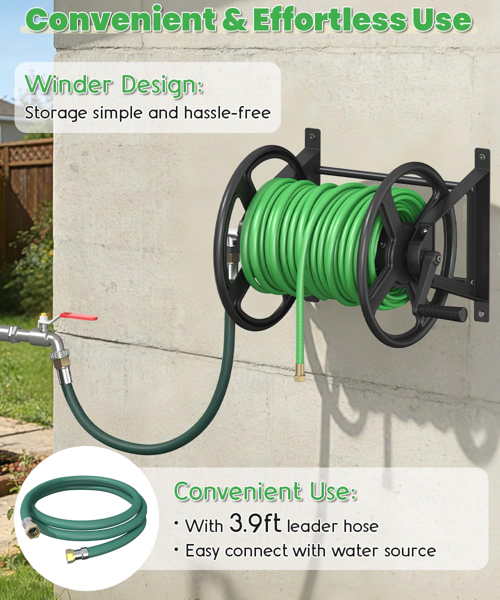 Wall Mounted Garden Hose Reel with Leader Hose Z71254