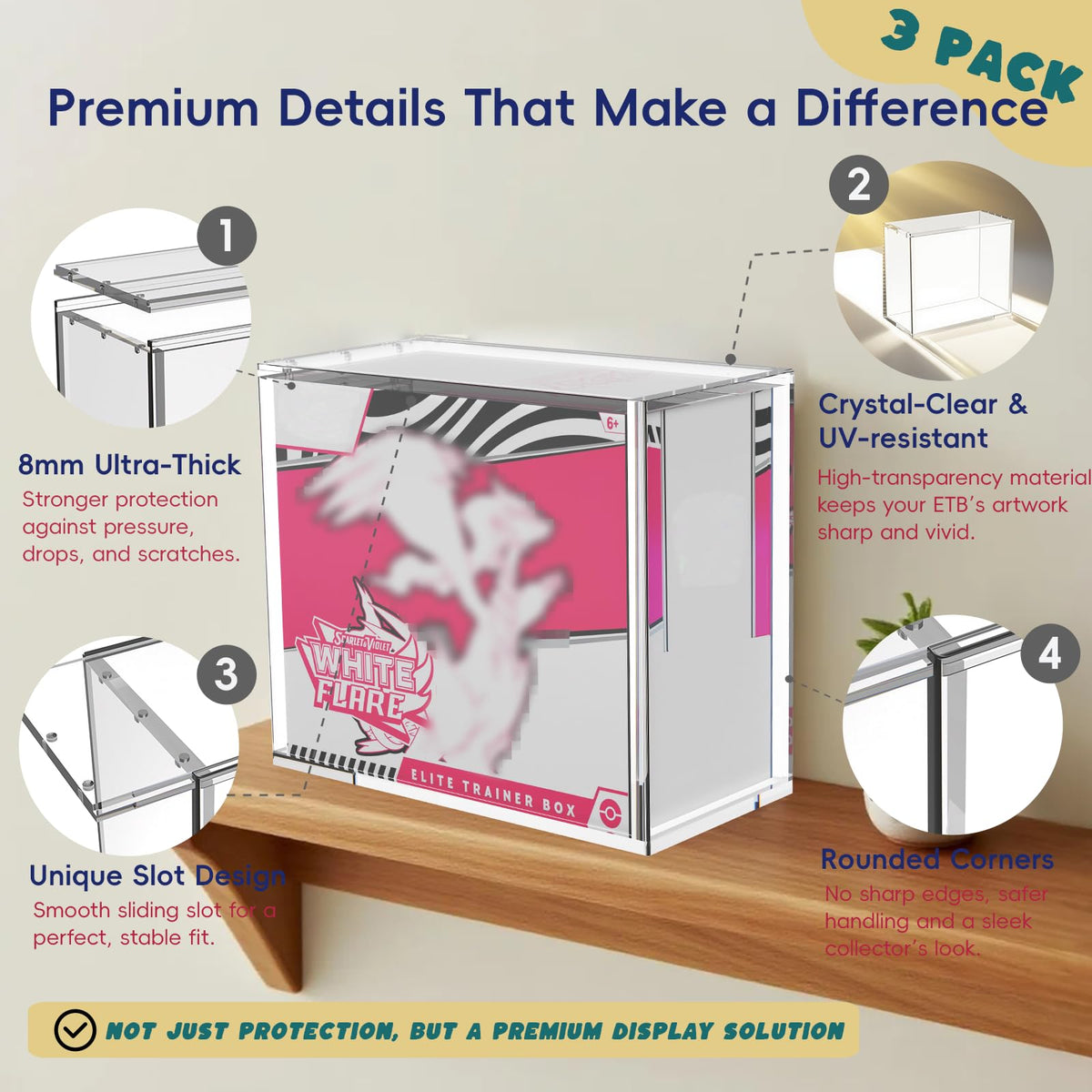3 Pack Acrylic Case with Sliding Magnetic Lid Z89410