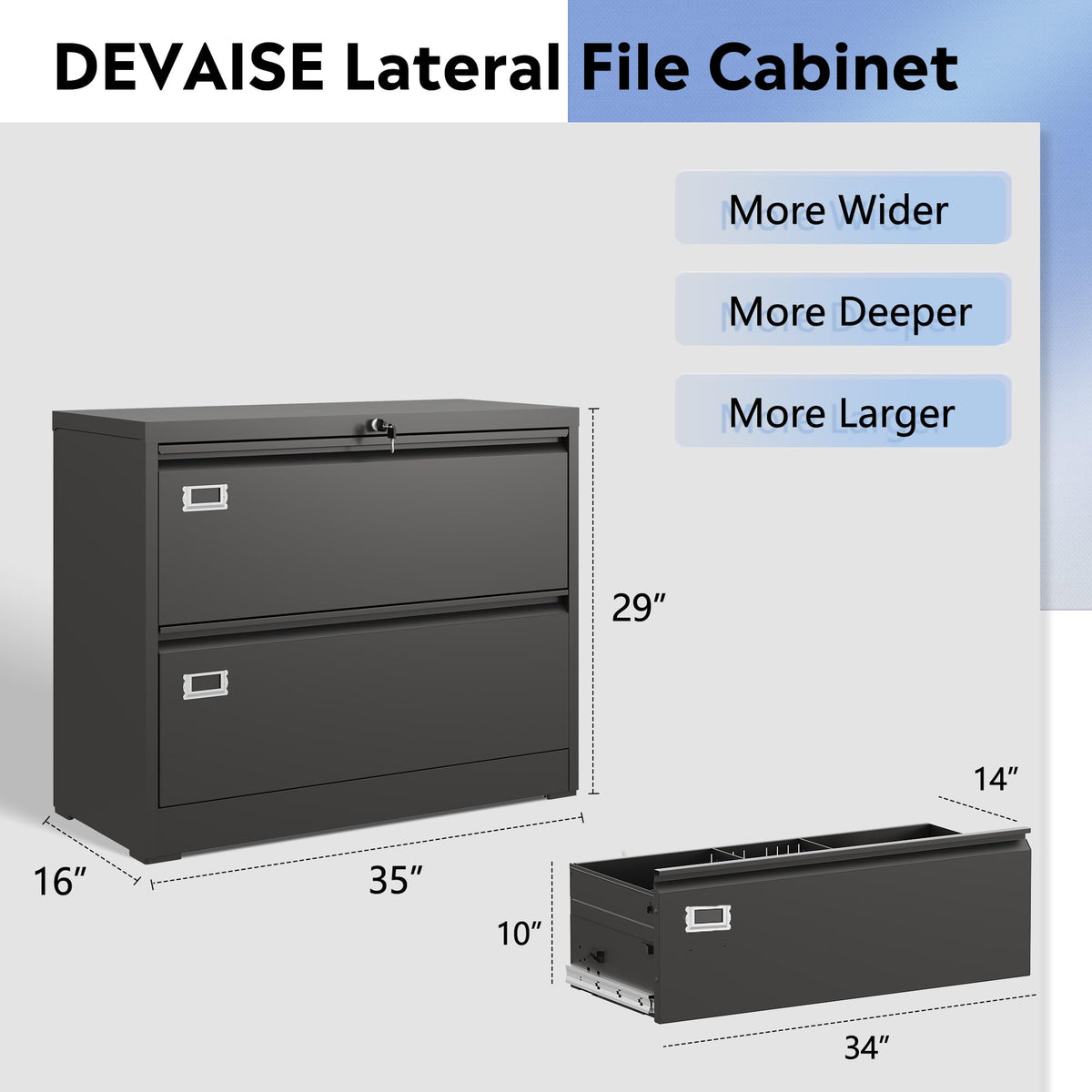 2 Drawer File Cabinet with Lock W22882