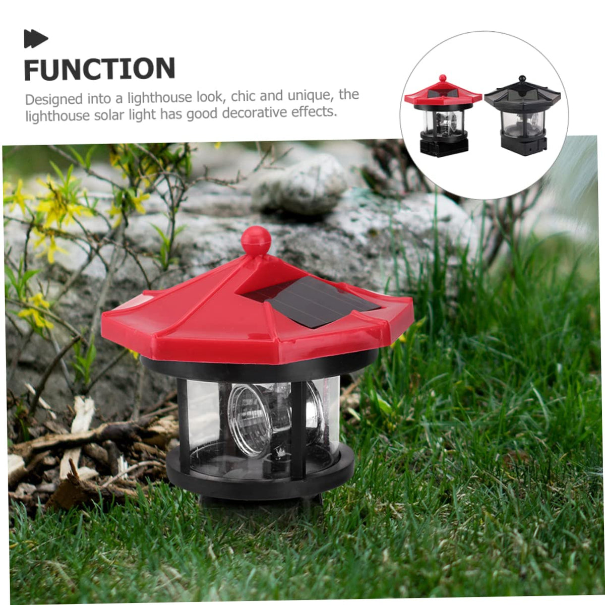 Solar Powered Rotating Lighthouse Garden Lights I761652
