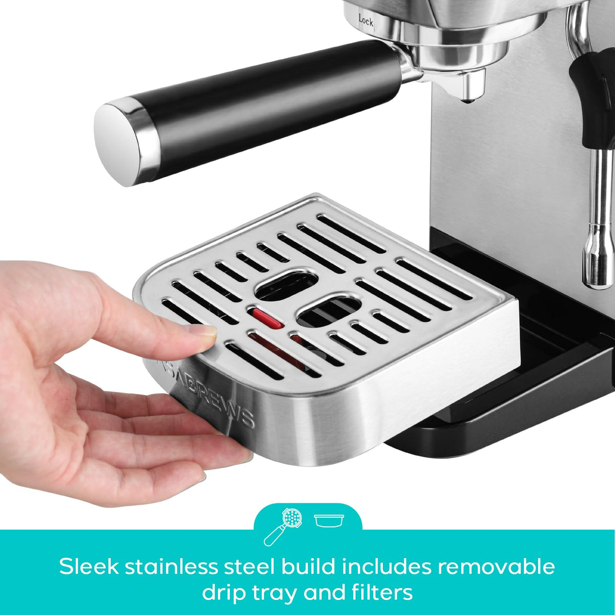 Stainless Steel Espresso Machine with Steam Wand B73755