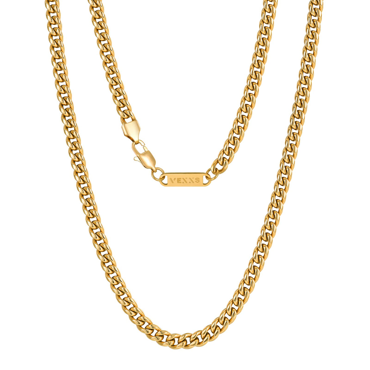 Gold Chain 18K Gold Filled Cuban Link 316L Stainless Steel Necklace X60663