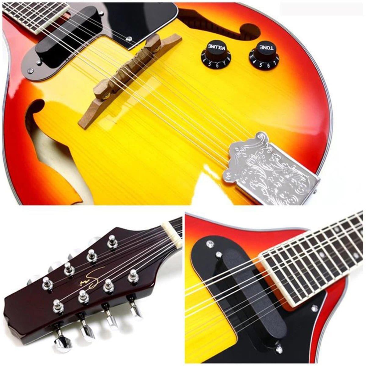 Spruce 8 Strings Hollow F Sound Hole Sunburst Electric Mandolin S5627