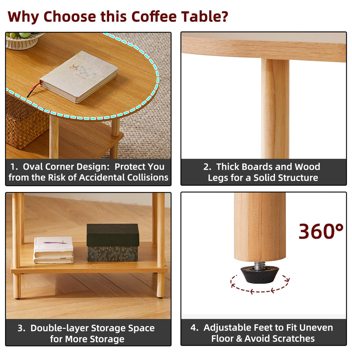 Wooden 2 Tier Coffee Table with Storage Shelf D766086