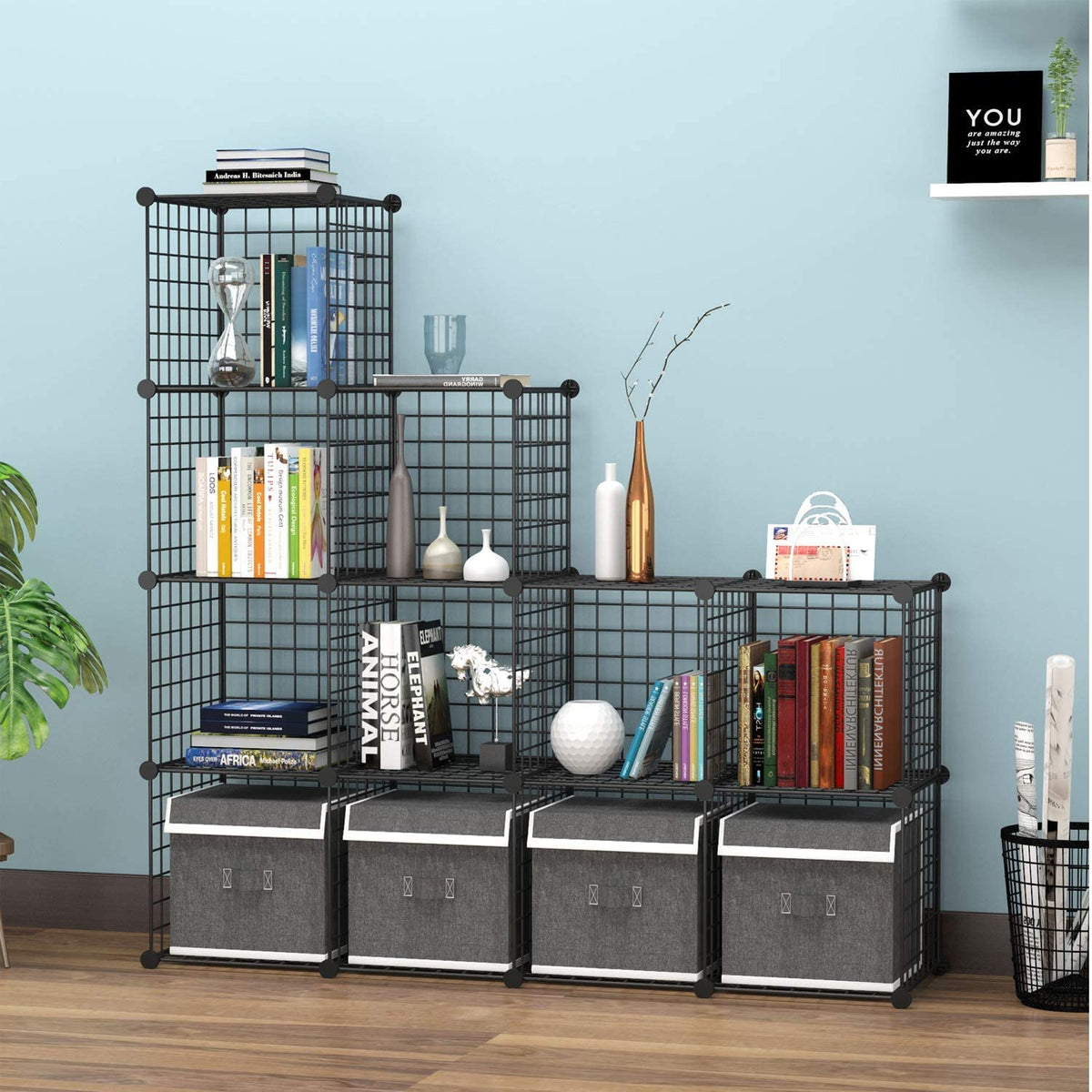 Black 12 Cube Wire Storage Organizer K668