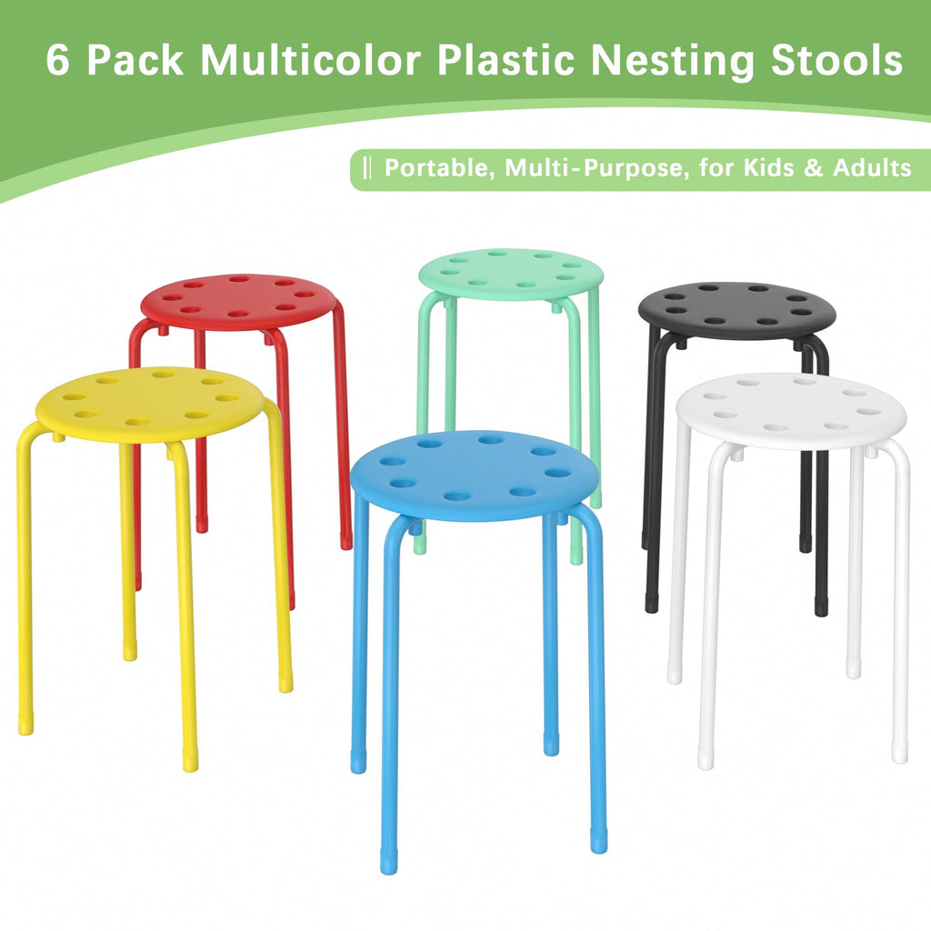 6 Piece Stacking Stools 17.7 Inch Colorful G5705