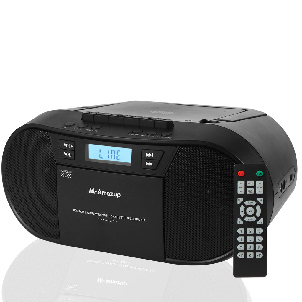 Portable CD Cassette Boombox with Bluetooth MP3 USB FM Radio J58189