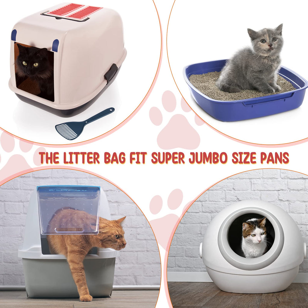 50 Count Jumbo Cat Litter Box Liners 39 x 22 Inch Gray Red G686