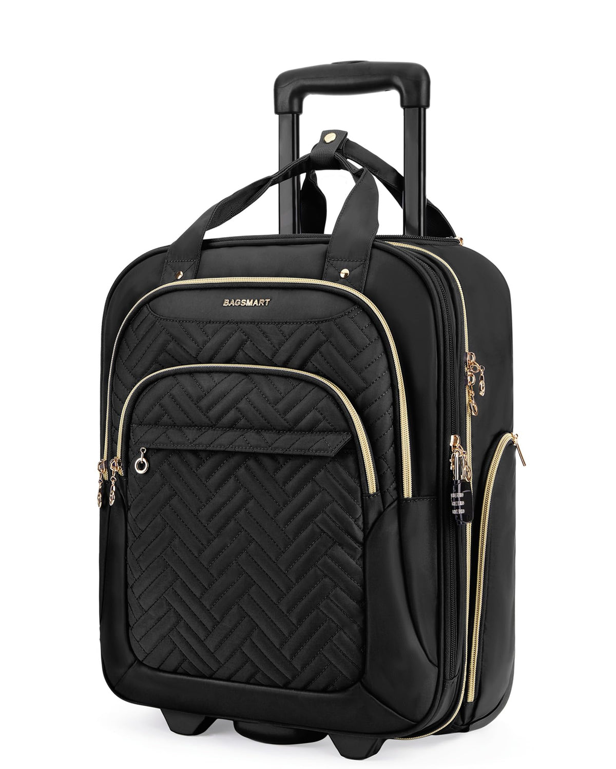 16" Softside Underseat Carry On Luggage with Wheels, Black O255