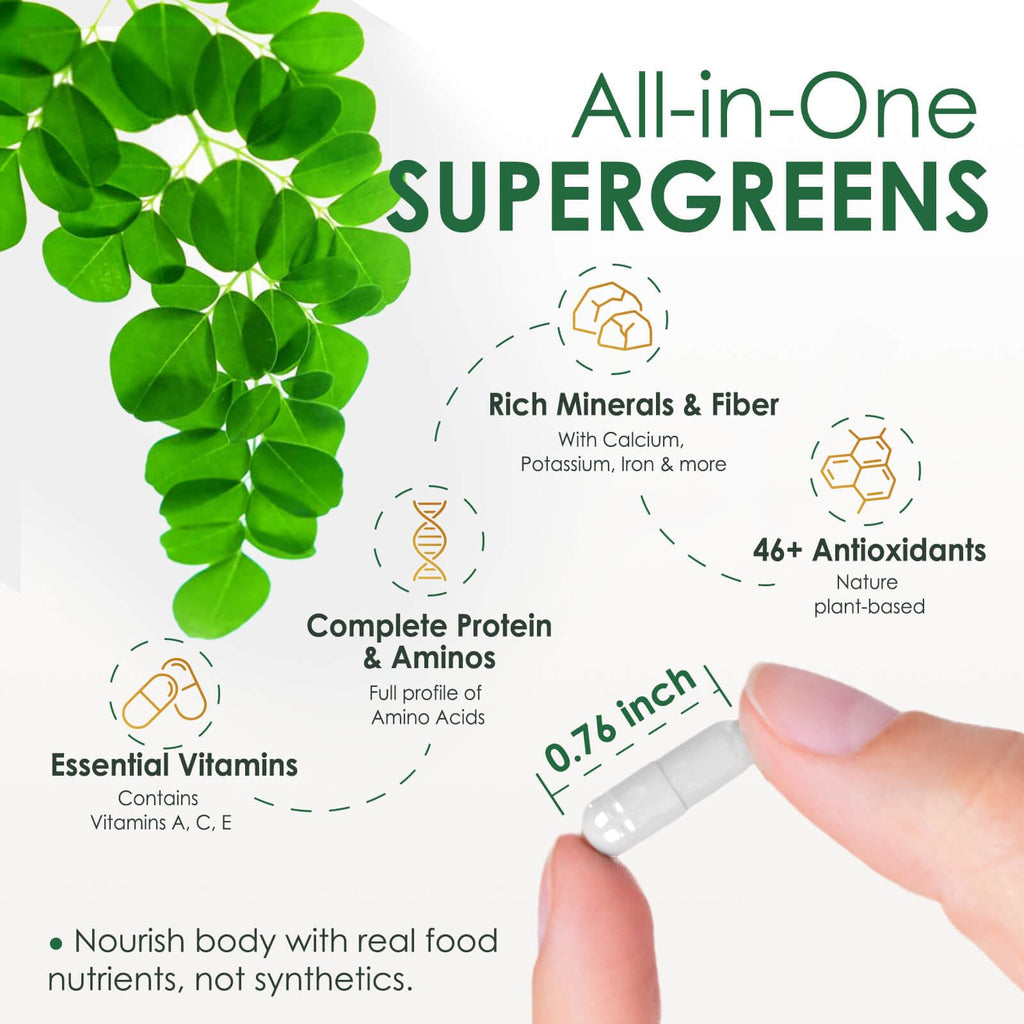 Pure Moringa Oleifera 1000mg Capsules, 120 Count B1220