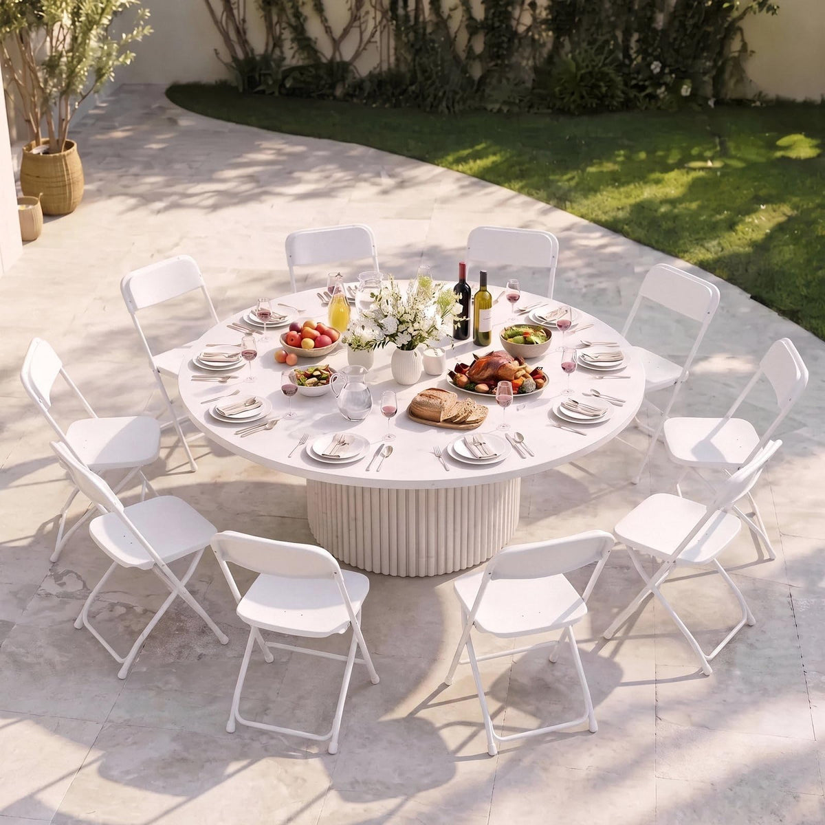 10 Pack White Plastic Folding Chair O325
