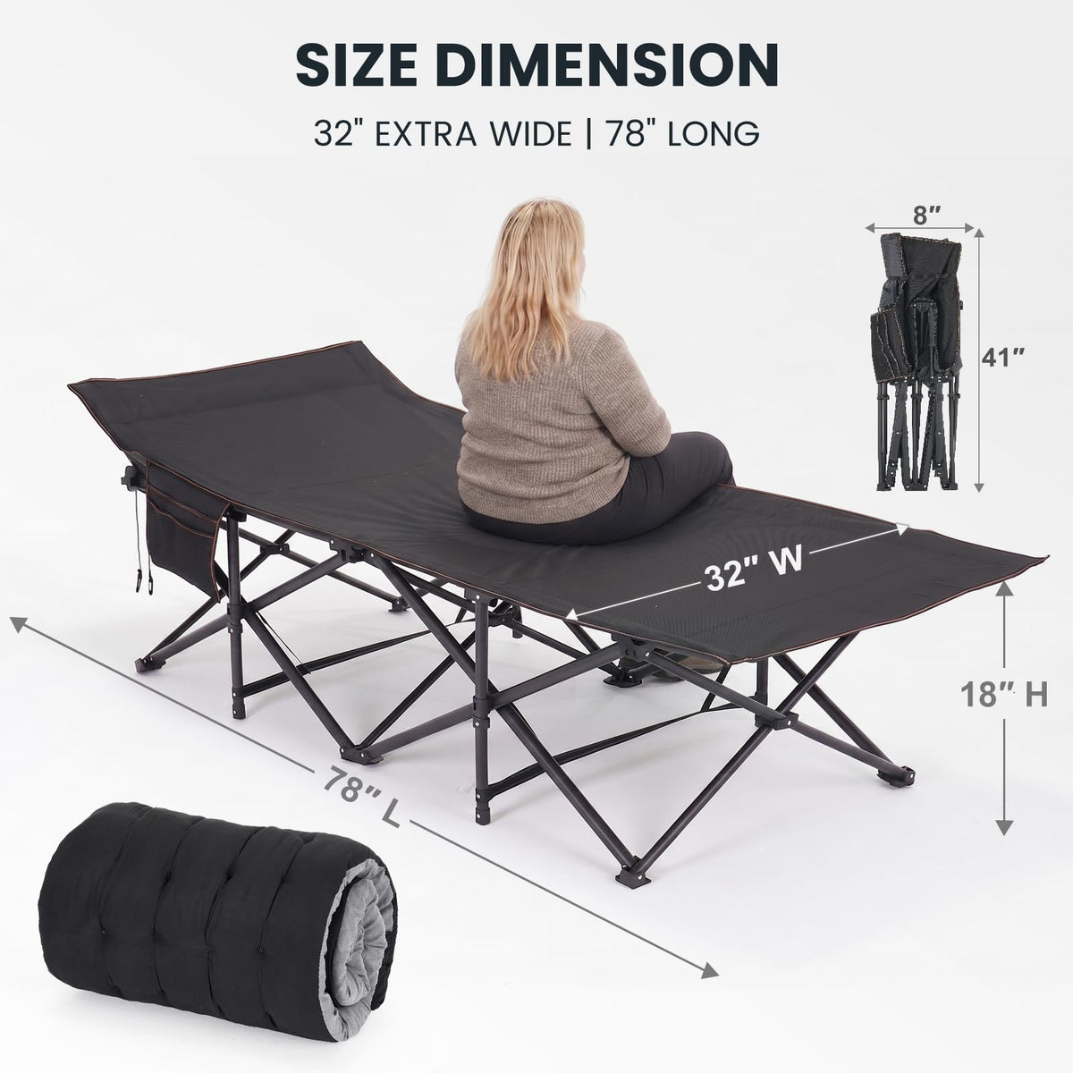 Oversized XXL Folding Camping Cot Z745449