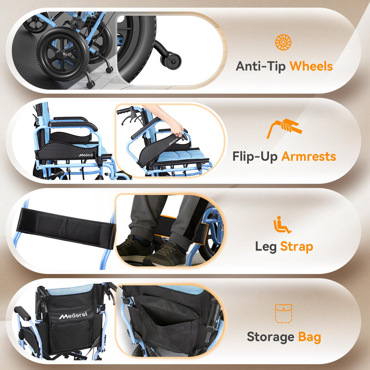 Foldable Transport Wheelchair R3879