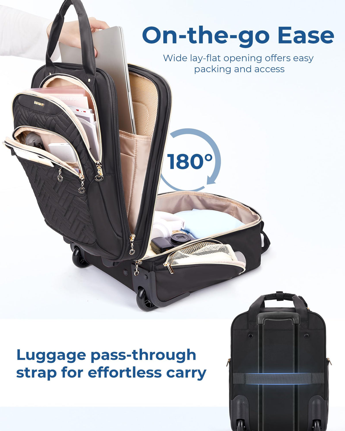 16" Softside Underseat Carry On Luggage with Wheels, Black O255