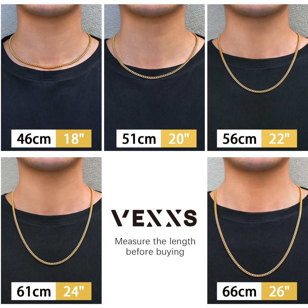 Gold Chain 18K Gold Filled Cuban Link 316L Stainless Steel Necklace X60663