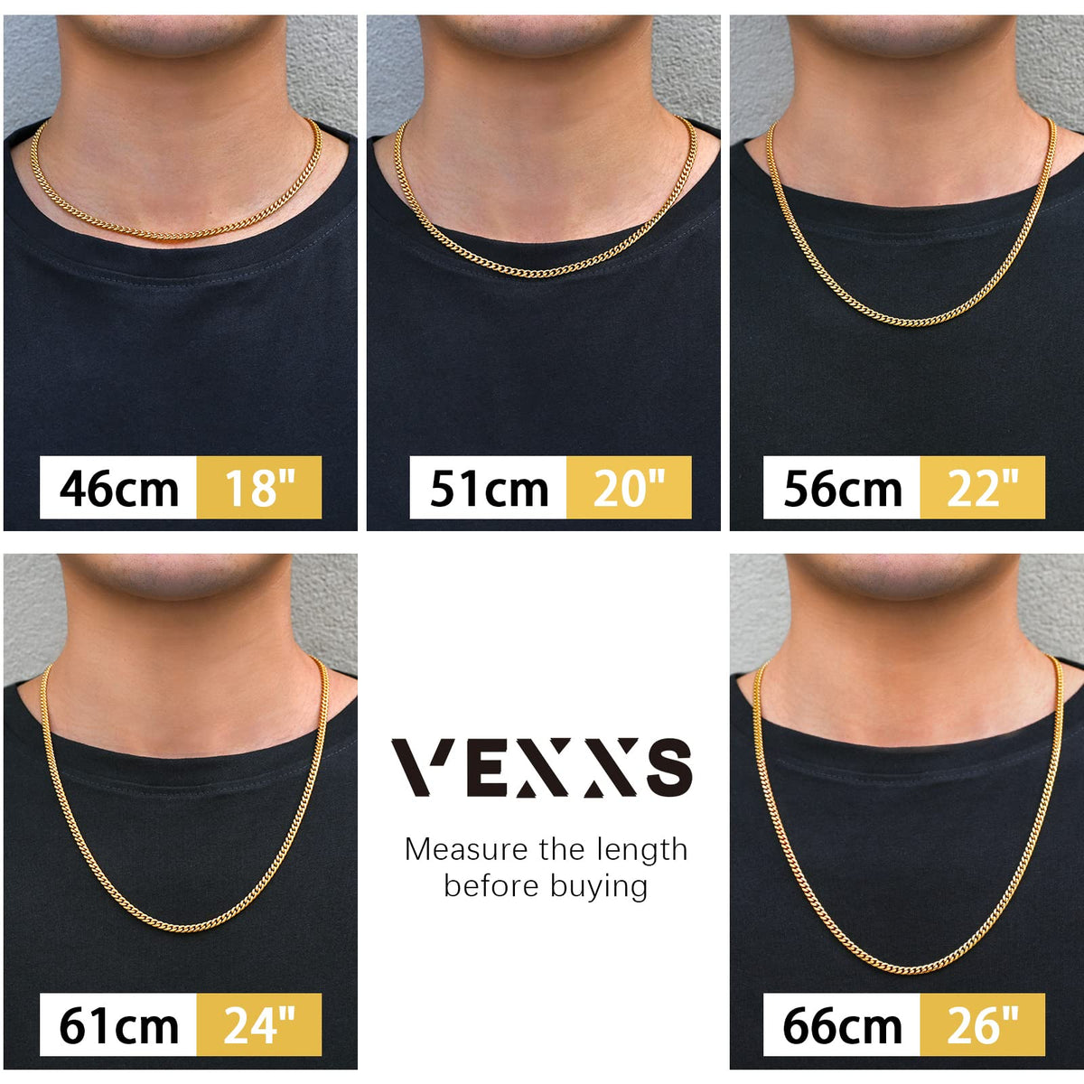 Gold Chain 18K Gold Filled Cuban Link 316L Stainless Steel Necklace X60663