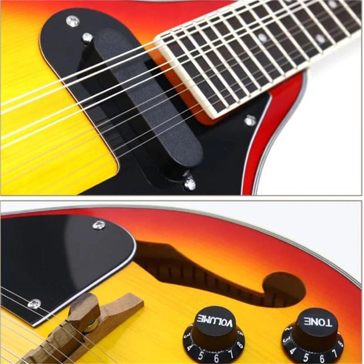 Spruce 8 Strings Hollow F Sound Hole Sunburst Electric Mandolin S5627