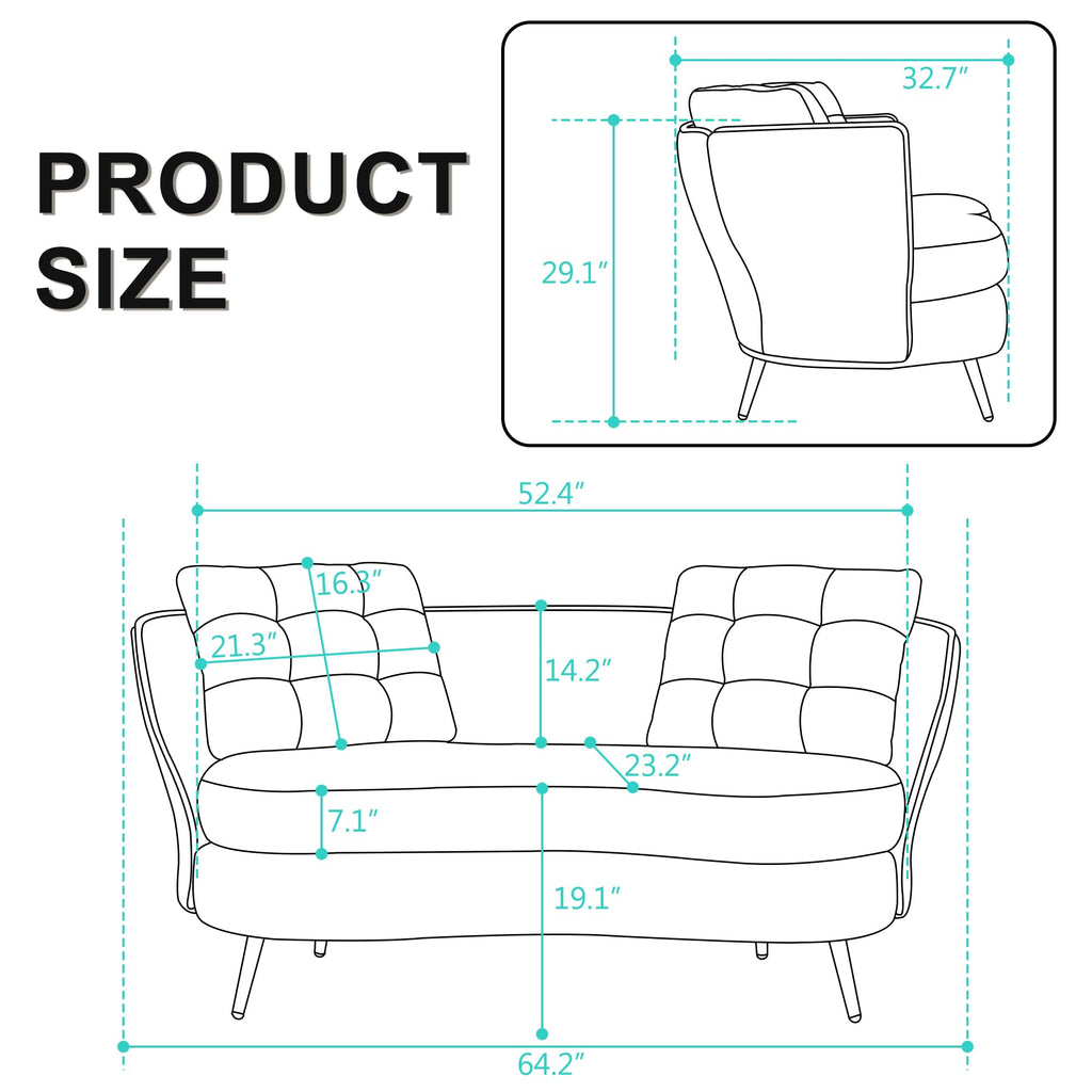 Tufted Velvet Two Seater Sofa G544