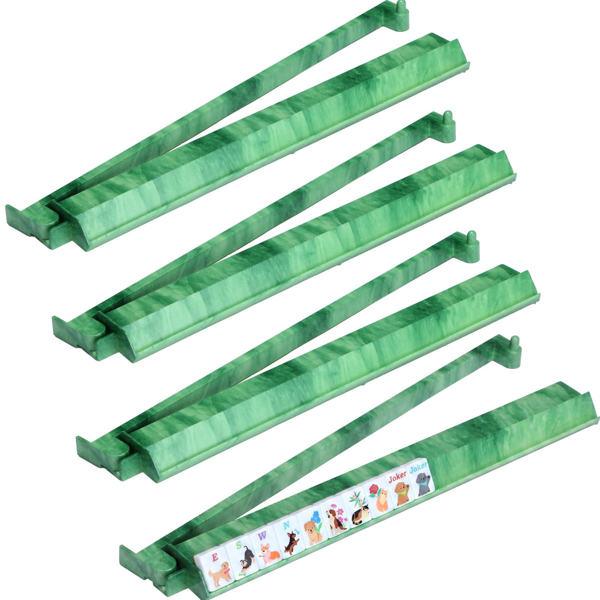4 Pcs 18.7 Inch Acrylic Mahjong Tile Racks with Pushers I8015