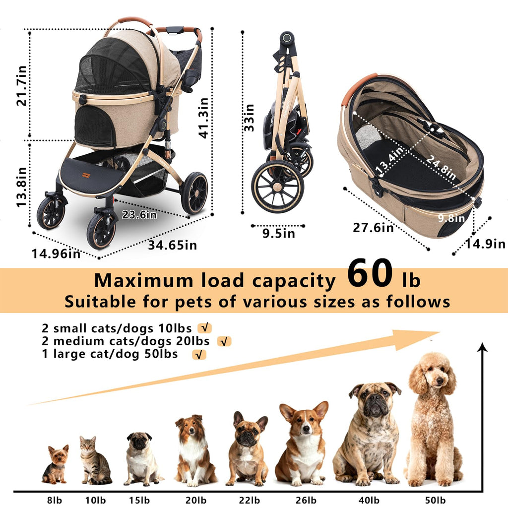Dog Stroller with Removable Carrier J8371