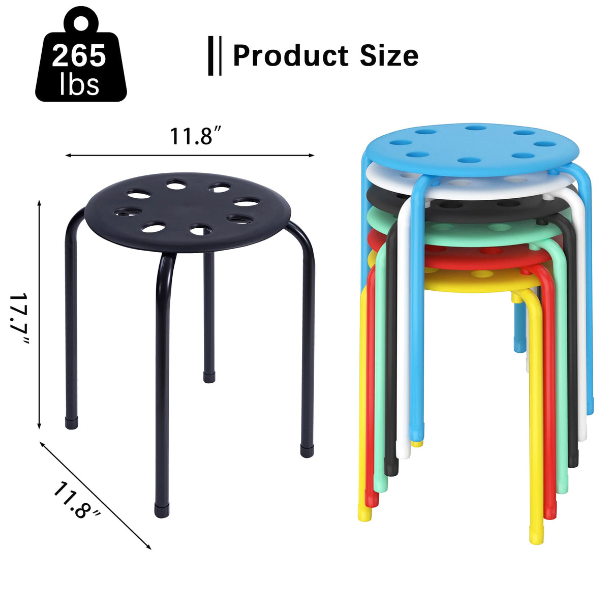 6 Piece Stacking Stools 17.7 Inch Colorful G5705