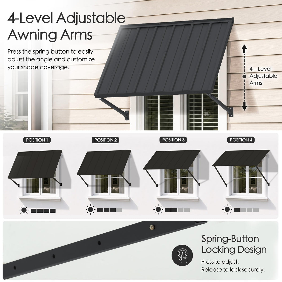 Adjustable Door Window Awning 42"W×32" F137479