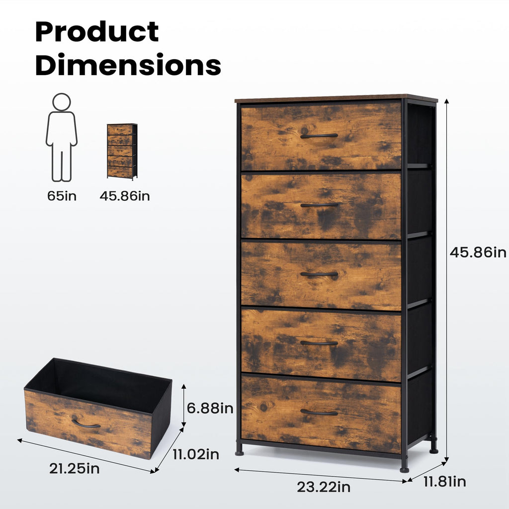 5 Drawer Fabric Dresser W967
