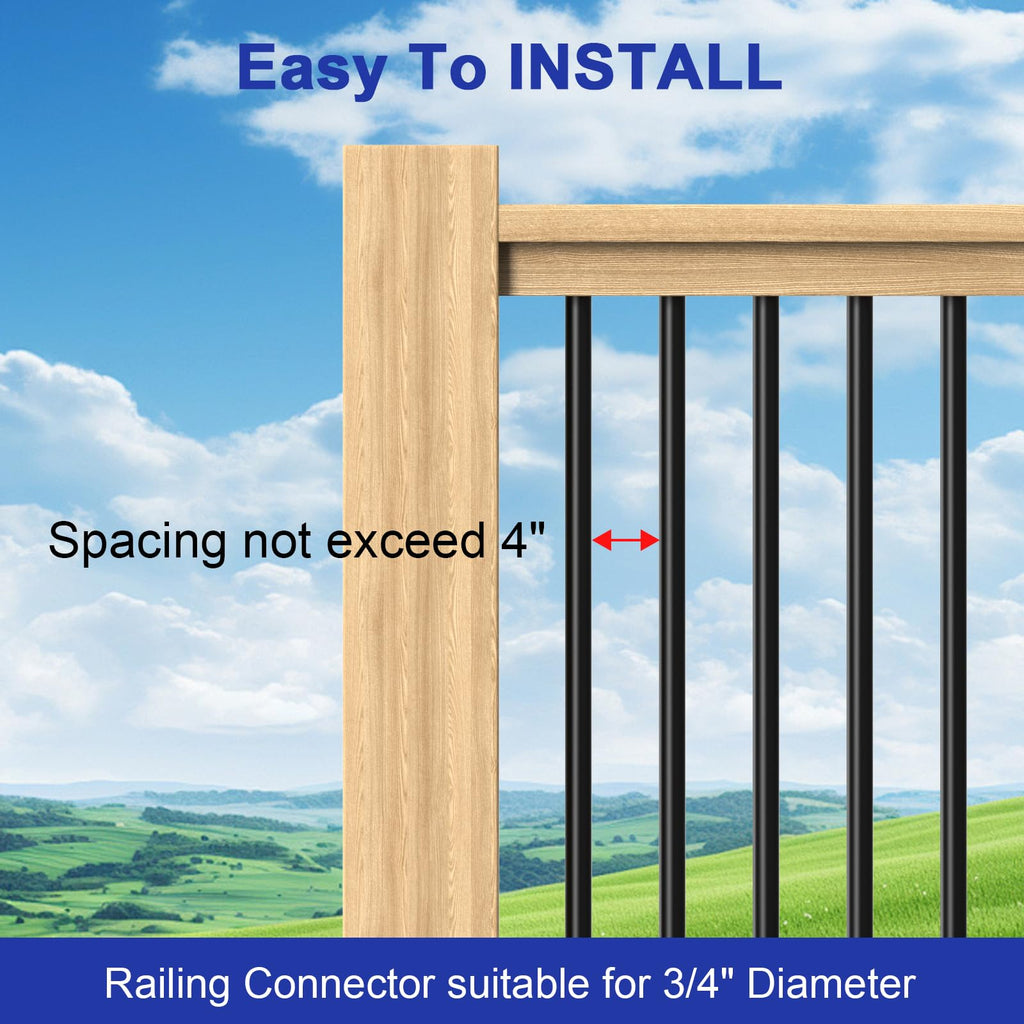 100 Pack 26" Round Black Aluminum Deck Balusters U137704