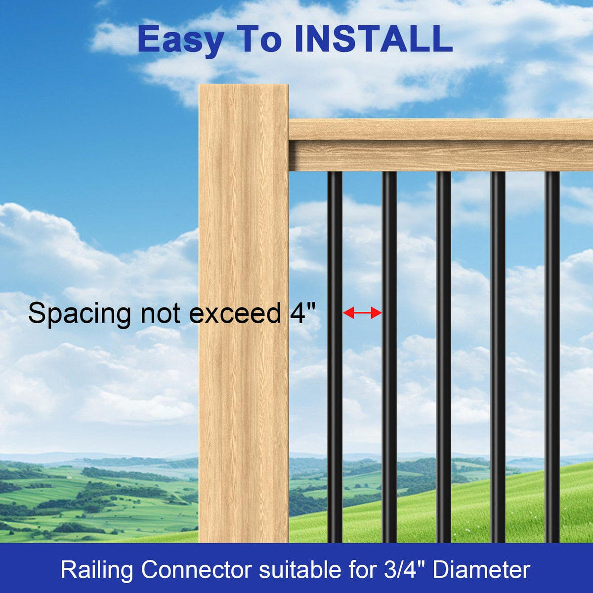 100 Pack 26" Round Black Aluminum Deck Balusters U137704