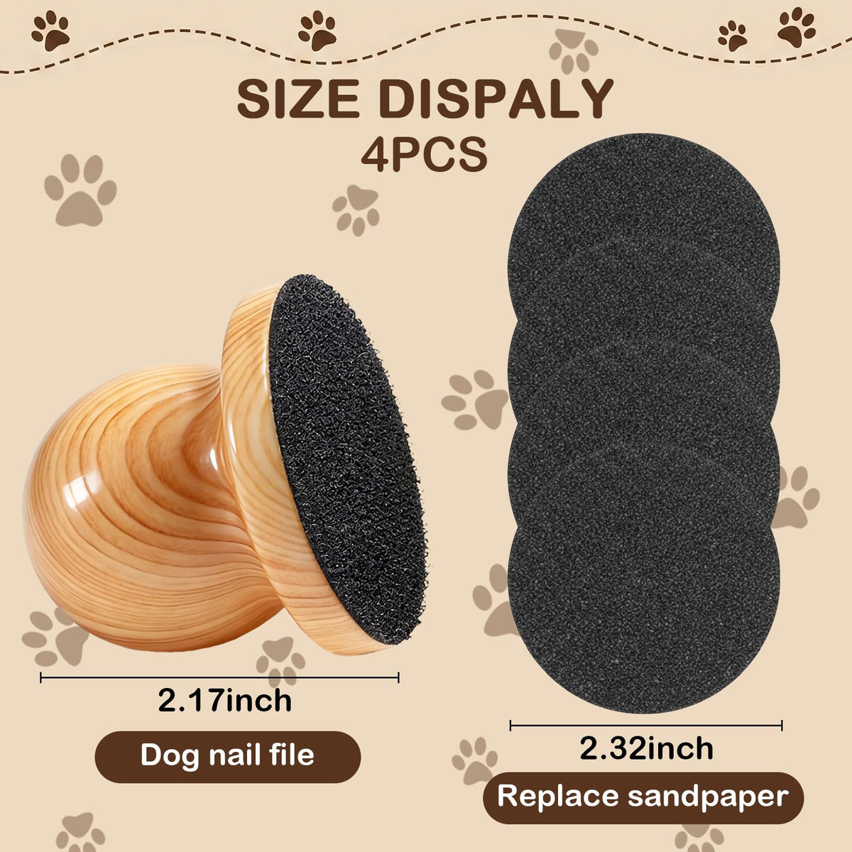 Dog Nail File Grinder Board with 4-Pack Replaceable Sandpaper Discs N48938