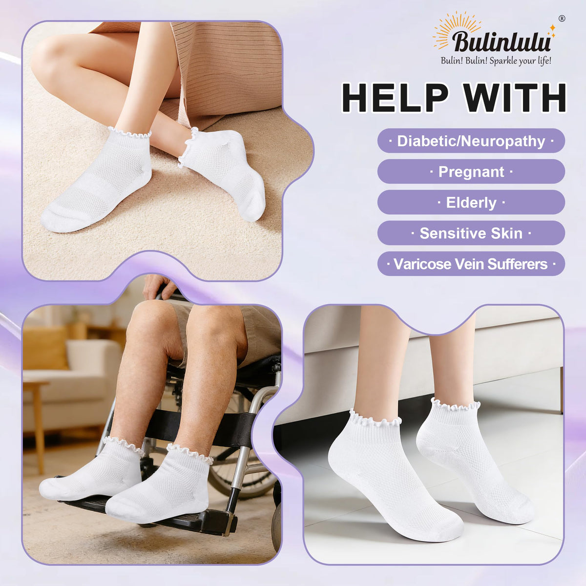 White Low Cut Diabetic Ankle Socks 6 Pairs S37435