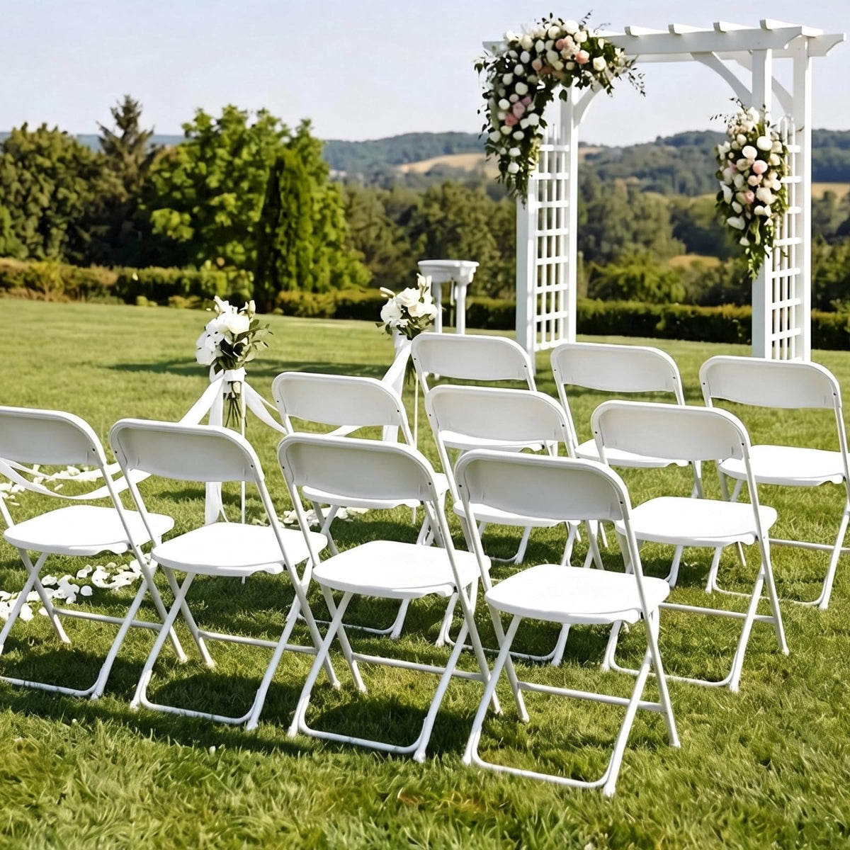 10 Pack White Plastic Folding Chair O325