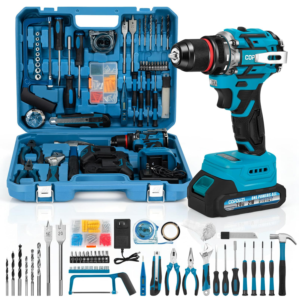 21V Cordless Brushless Drill Driver Combo Kit with 2x2.0Ah Battery E65237