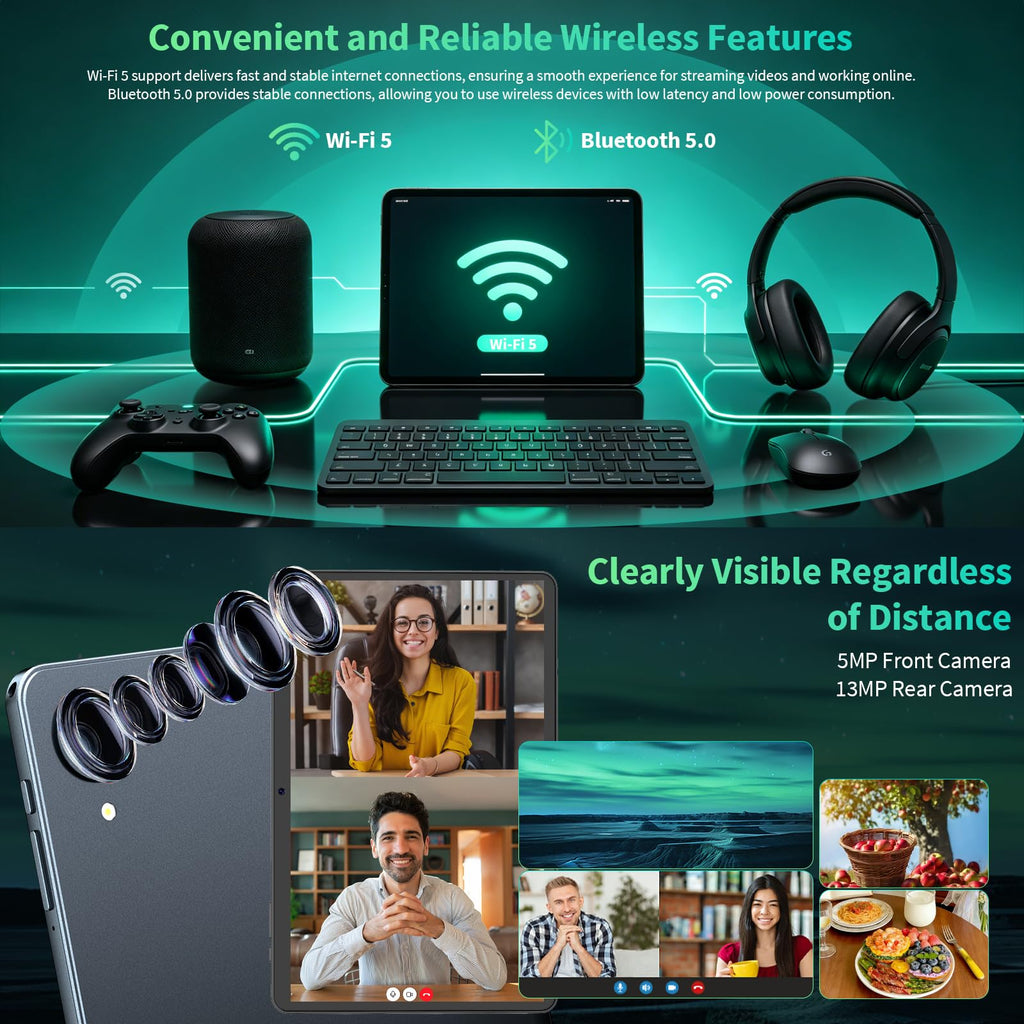 Android 16 Tablet with Keyboard 26GB 256GB 2TB Octa-Core Black Case Z191
