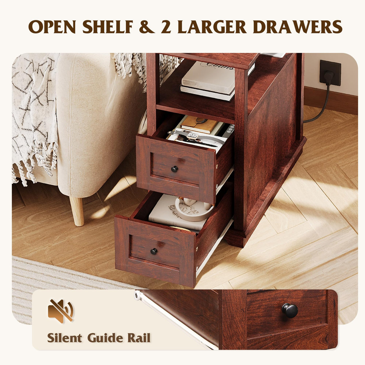 End Table with Charging Station & 2 Drawers I518895