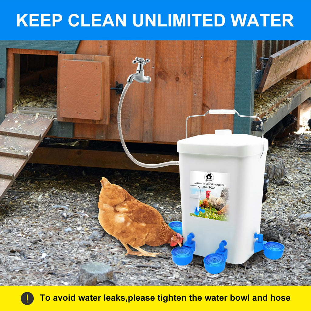 3 Gallons Automatic Poultry Waterer with Hose Attachment P867