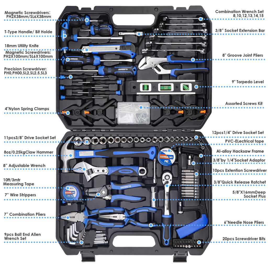 168-Piece Socket Wrench Hand Tool Kit with Toolbox I2188