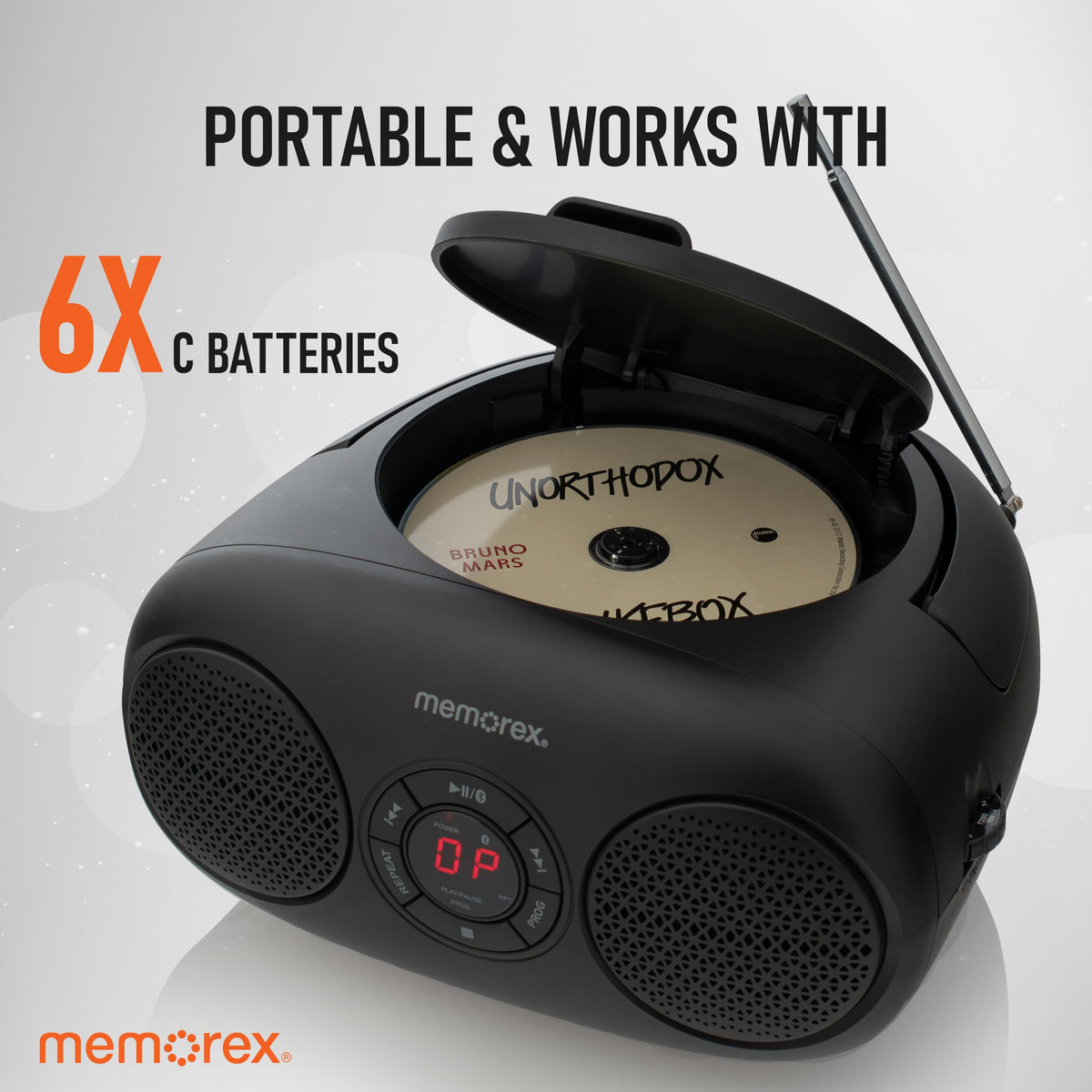 AM/FM Top Loading CD Player Portable Stereo with Auxiliary Input and LED Display V7221