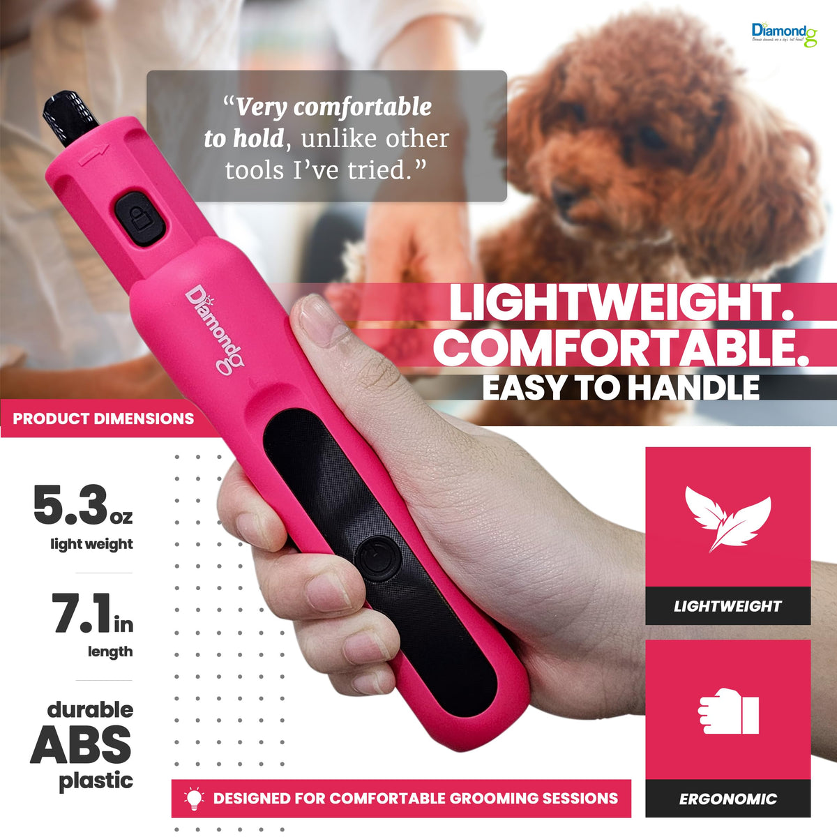 Pink Dog Nail Grinder with LED Light F30716